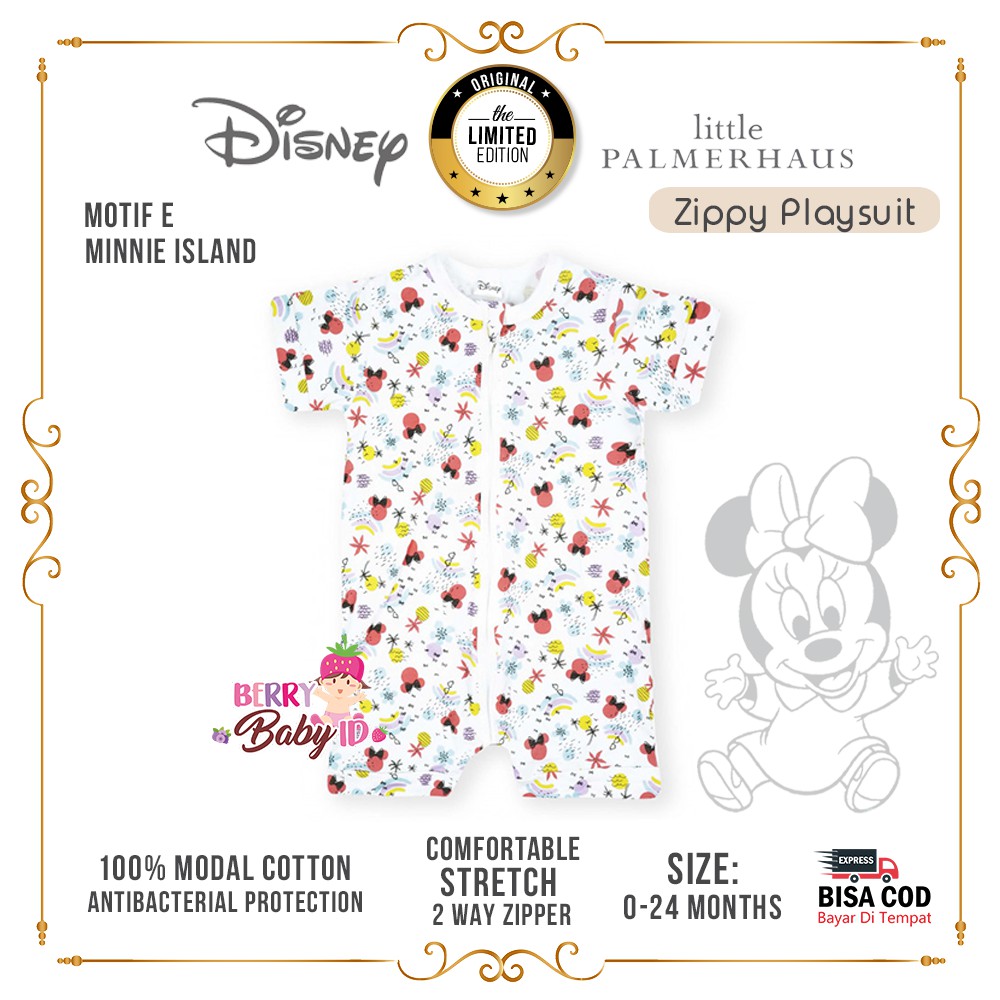 Little Palmerhaus Disney Baby Zippy Playsuit Baju Bayi Premium Katun Berry Mart