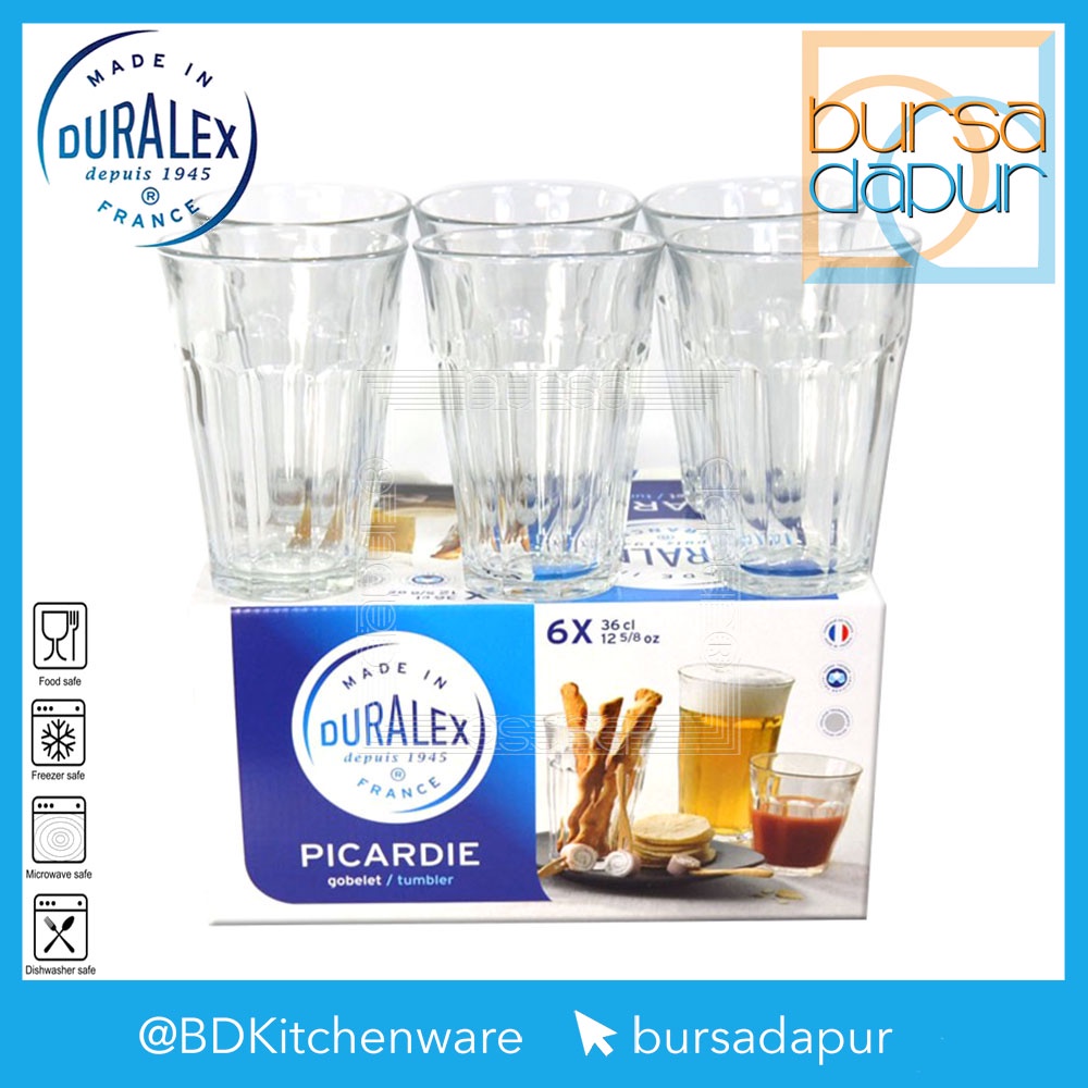 Duralex Picardie Clear Tumbler 36 cl / Gelas Minum [360 ml/ 6 pcs]