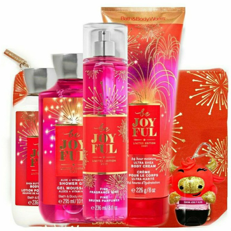 BATH &amp; BODY WORKS BBW RED GIFT SET BE JOYFUL SERIES MIST LOTION SHOWER GEL BODY CREAM HAND CREAM SHOWER GEL BODY CREAM LOTION MIST WASH WALLFLOWER ROOMSPRAY SCENTPORTABLE GENTLE GEL DEEP CLEANSING GENTLE FOAMING CREAMY LUXE