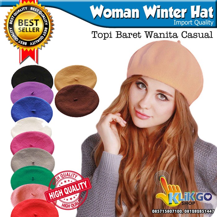 topi baseball BARET WANITA CASUAL T WOMAN WINTER HAT - RANDOM A3Y9 BEST SELLER TERMURAH topi cewek k