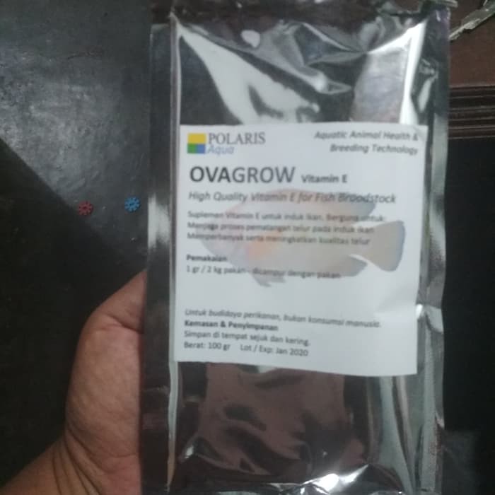 Vitamin E merk ovagrow untuk mempercepat pematangan gonad ikan