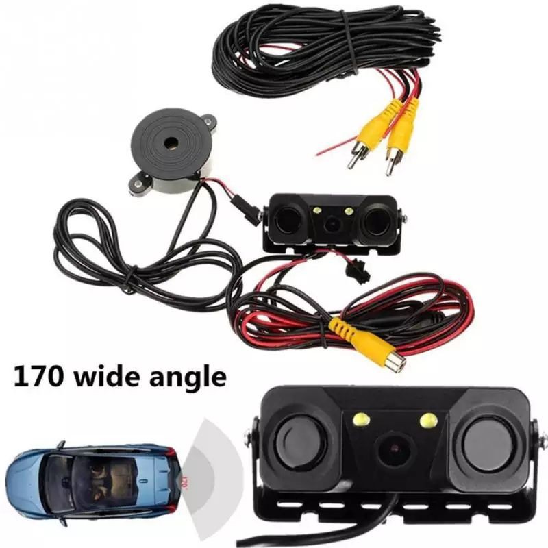 Kamera Parkir 2 sensor Mundur buzzer Wide Angle Car 2 Radar Sensor Parking Reversing HD Camera Night