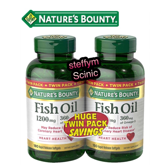 Nature’s Bounty Fish Oil 1200 mg Rapid Release Liquid Softgels, TWINPACK isi 180 x 2 Natures Bounty