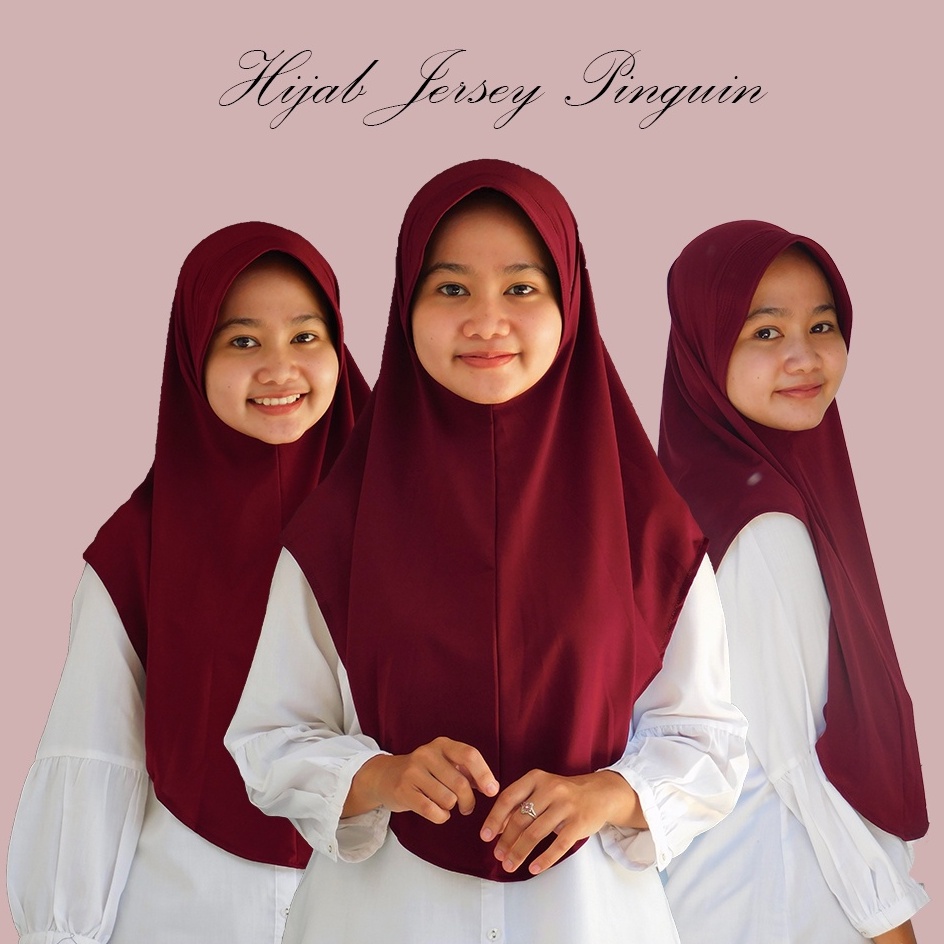 HIJAB JERSEY PINGUIN  BAHAN JERSEY / KHIMAR PINGUIN SYARI ADEM