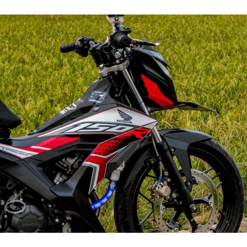 STRIPING STICKER SONIC 150R 2019 ORIGINAL WARNA HITAM MERAH
