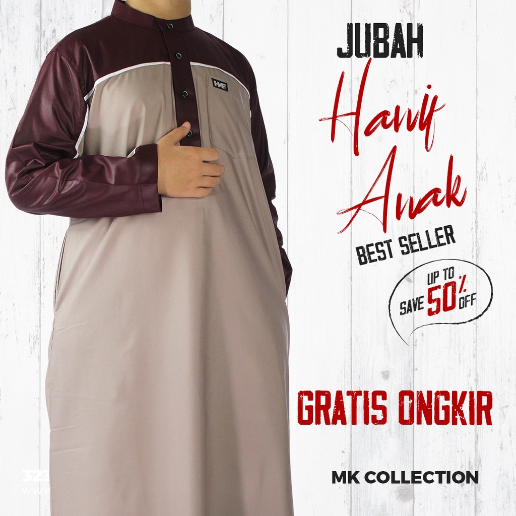 Baju Gamis Jubah Hanif Muslim Anak Laki Laki Pria Kasual Bahan Katun Premium Elzatta Terbaru Lengan 