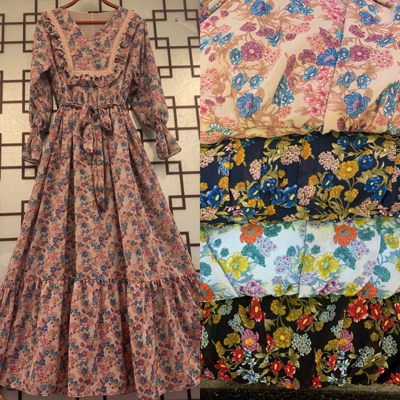 (Bisa COD)gamis ceruty gamis ceruty bunga full furring YURI