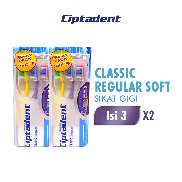 Ciptadent Sikat Gigi Classic Regular Soft Pack Isi 3 Pcs x2