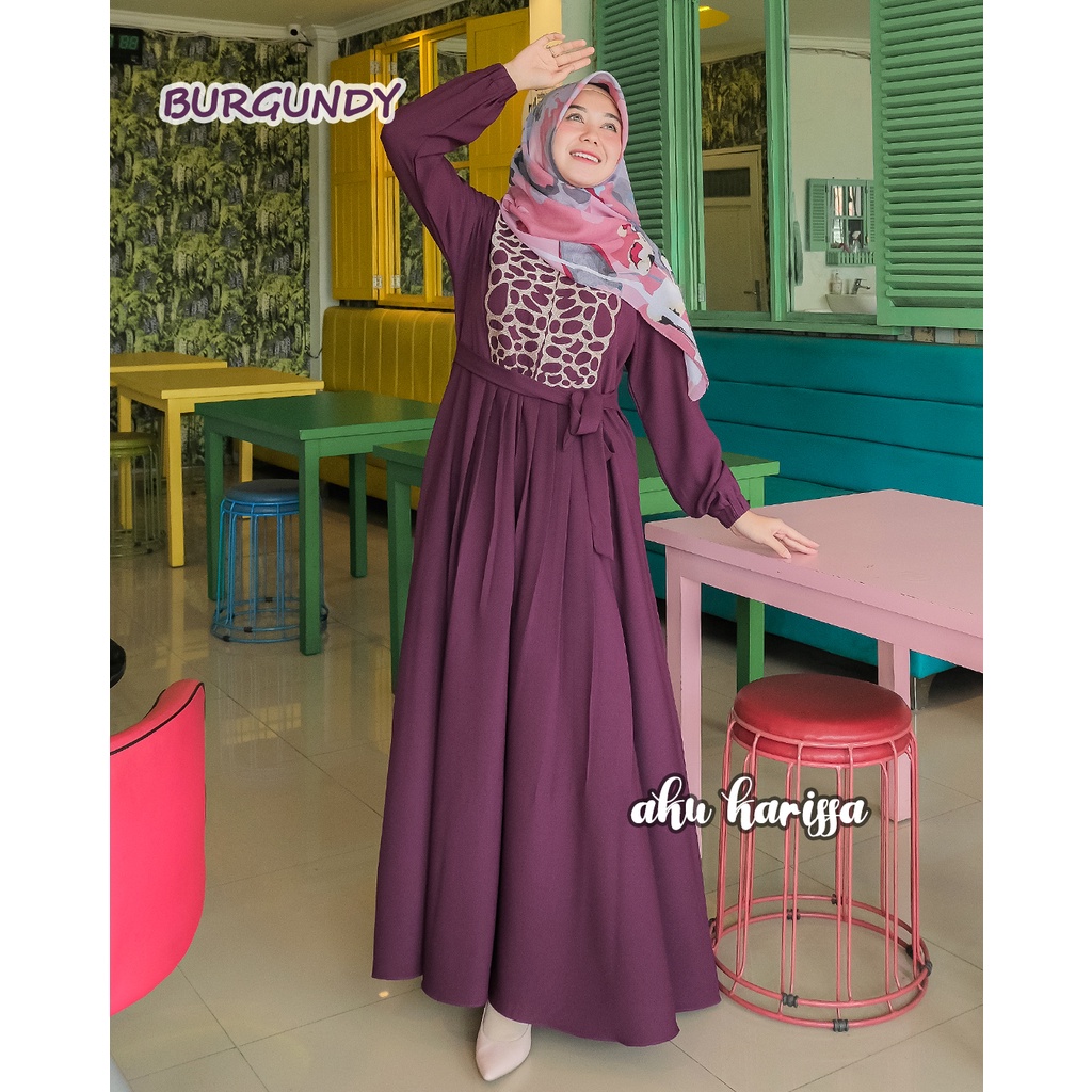 Erina Dress Bordir Original AKU KARISSA / Gamis Erina Bordir / Gamis Polos ORI By AKUKARISSA
