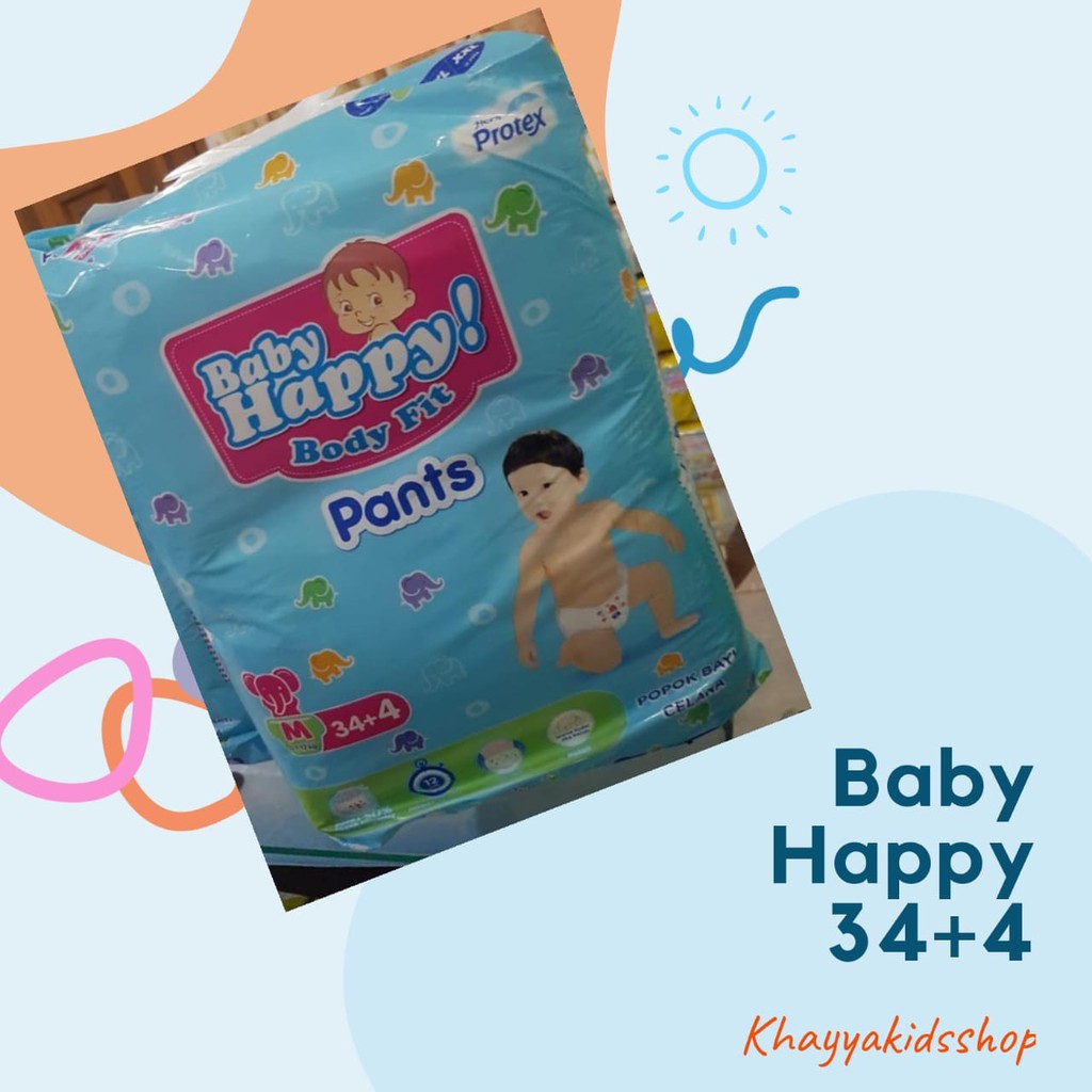 pampers popok murah baby happy Body Fit Pants M 34+4 / L30+4 / XL26+4 /  XXL 24+4