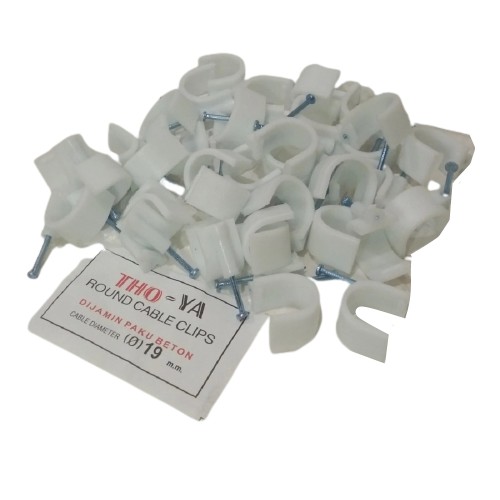 Klem Kabel 19 mm Plus Paku Beton Cable Clips 19 mm 1 Pack Klem Pipa