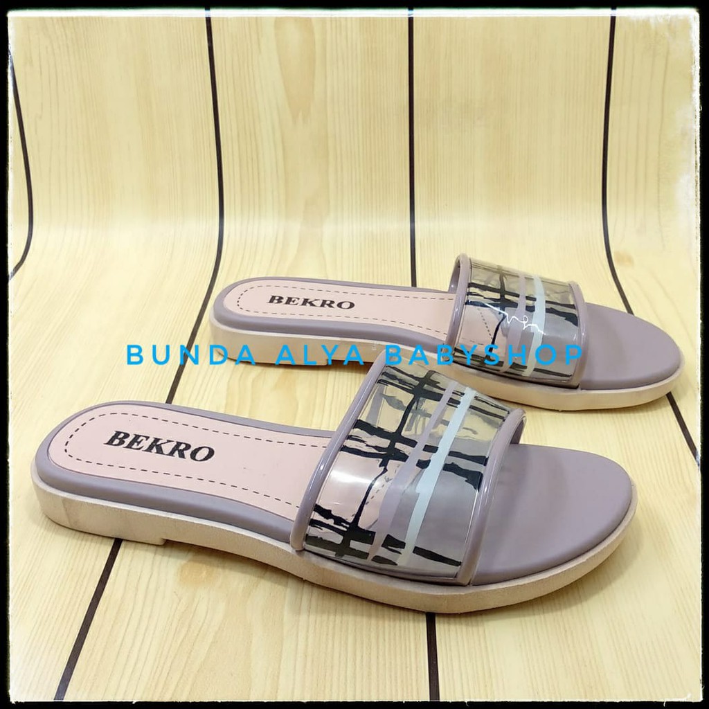 Sendal Slop Wanita UNGU Kotak Size 36 - 40  - Sendal Slop Wanita Alas Karet BEKRO - Sendal SALE