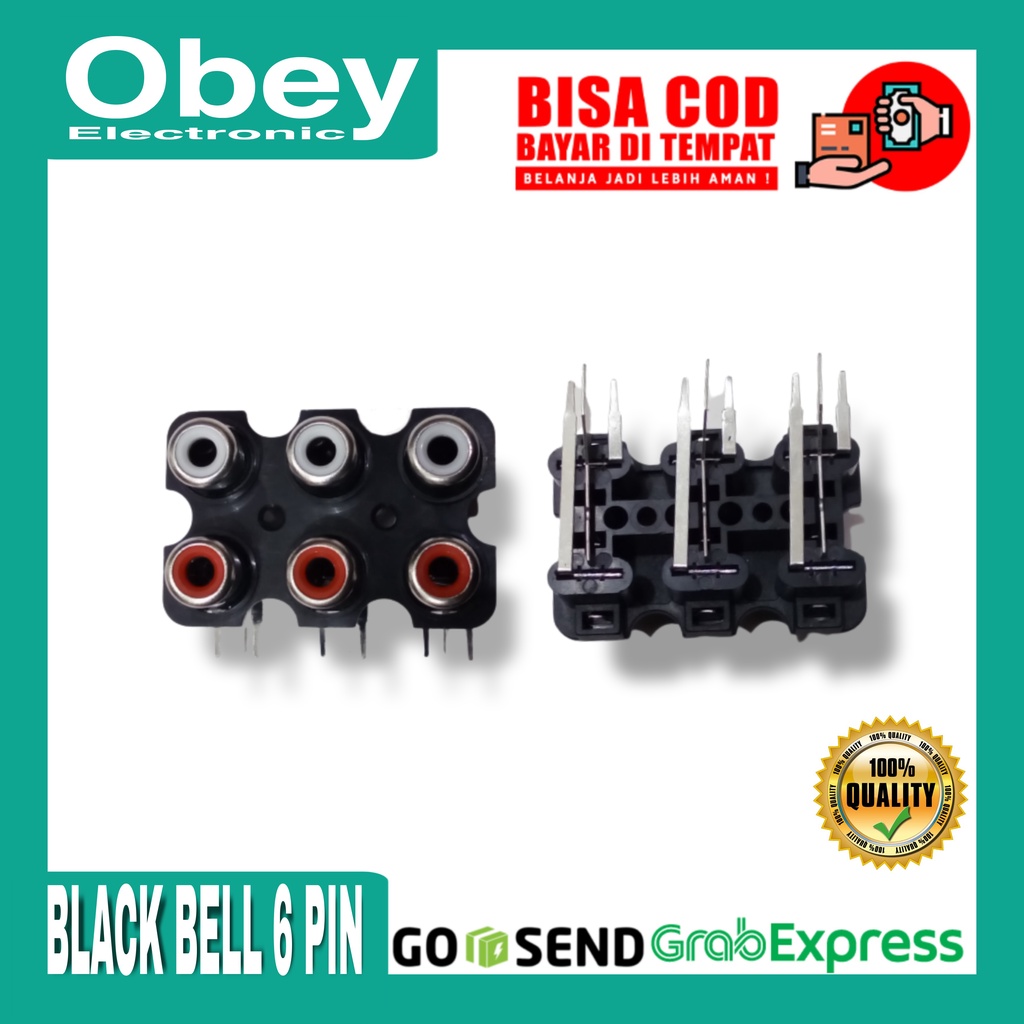 Socket RCA 6 Pin Black Bell