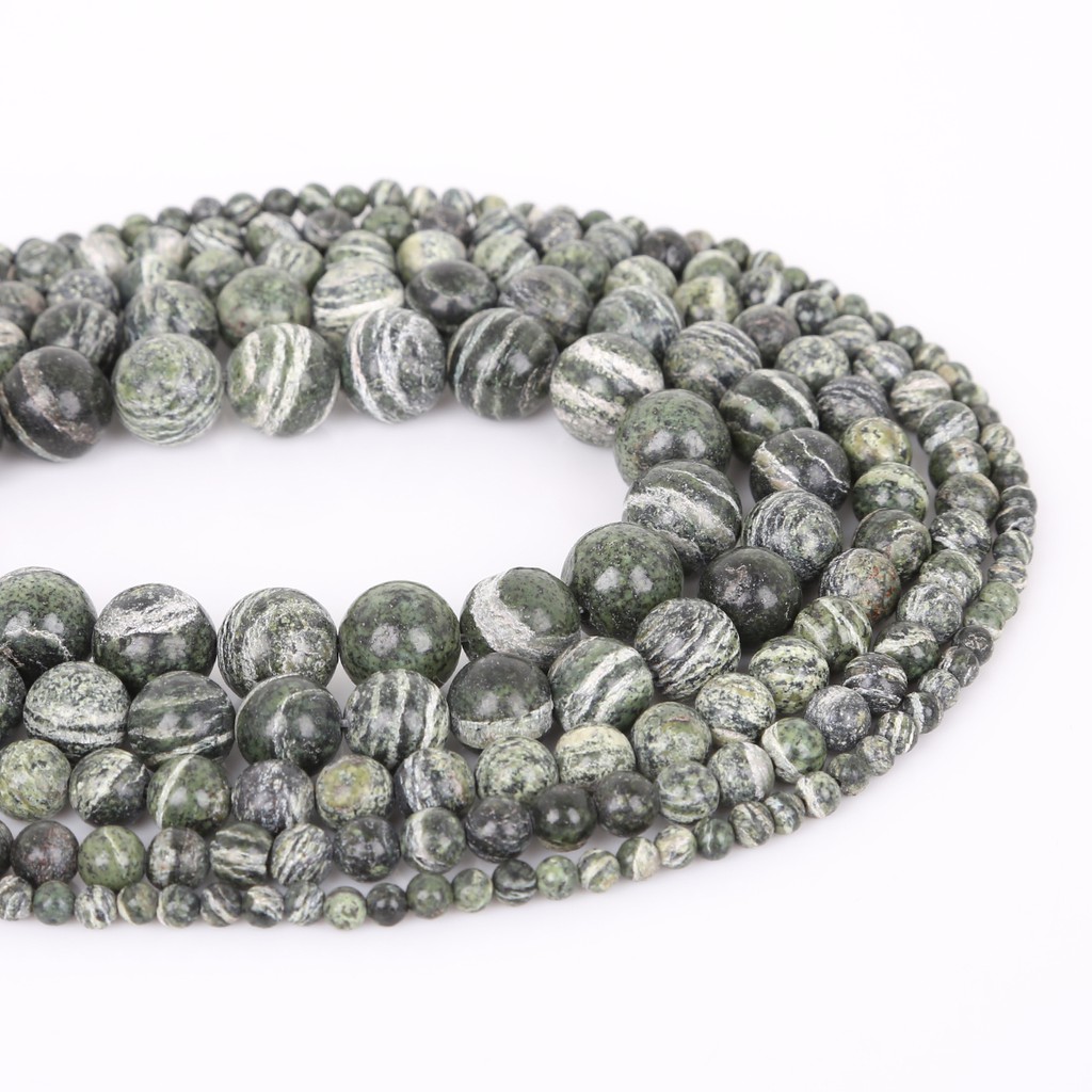 4/6/8/10/12 mm 15'' Black Network zebra Stripes Natural Stone Beads/Green Zebra beads Natural Stone Beads/African Bloodstone Stone Beads/Natural Rhodochrosite Stone Beads  Round Loose Spacer Bead For Jewelry Making DIY Bracelet