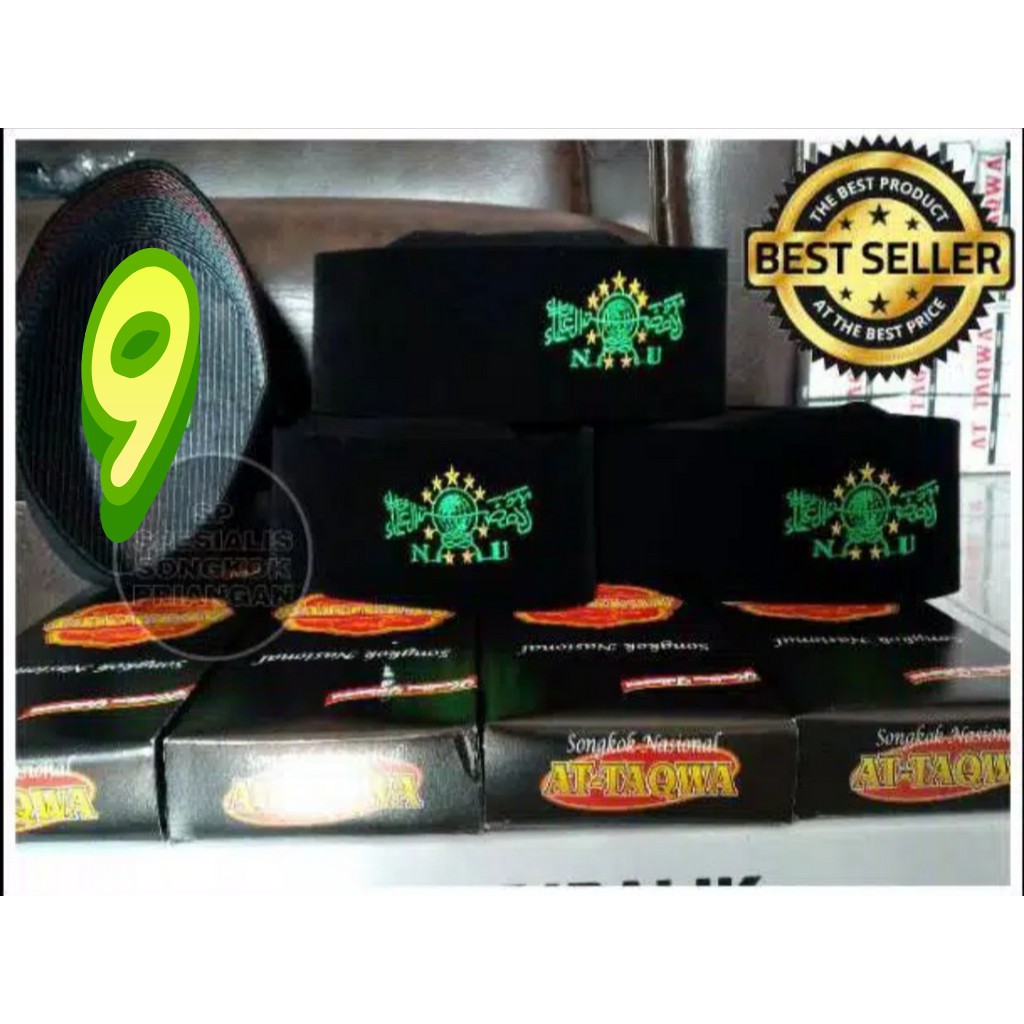 Peci Songkok hitam | Kopiah bludru Anak dan Dewasa At-taqwa-NU size 9