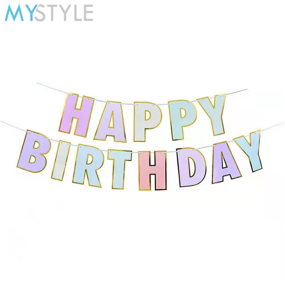 HAPPY TIME BANNER HBD FOIL COLOUR PASTEL BANNER ULANG TAHUN WARNA WARNI PERLENGKAPAN PESTA