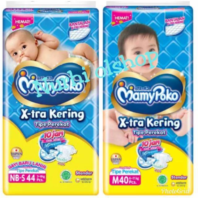 Mamypoko NB newborn nb 44pcs perekat dan mamypoko ukuran M 40pcs