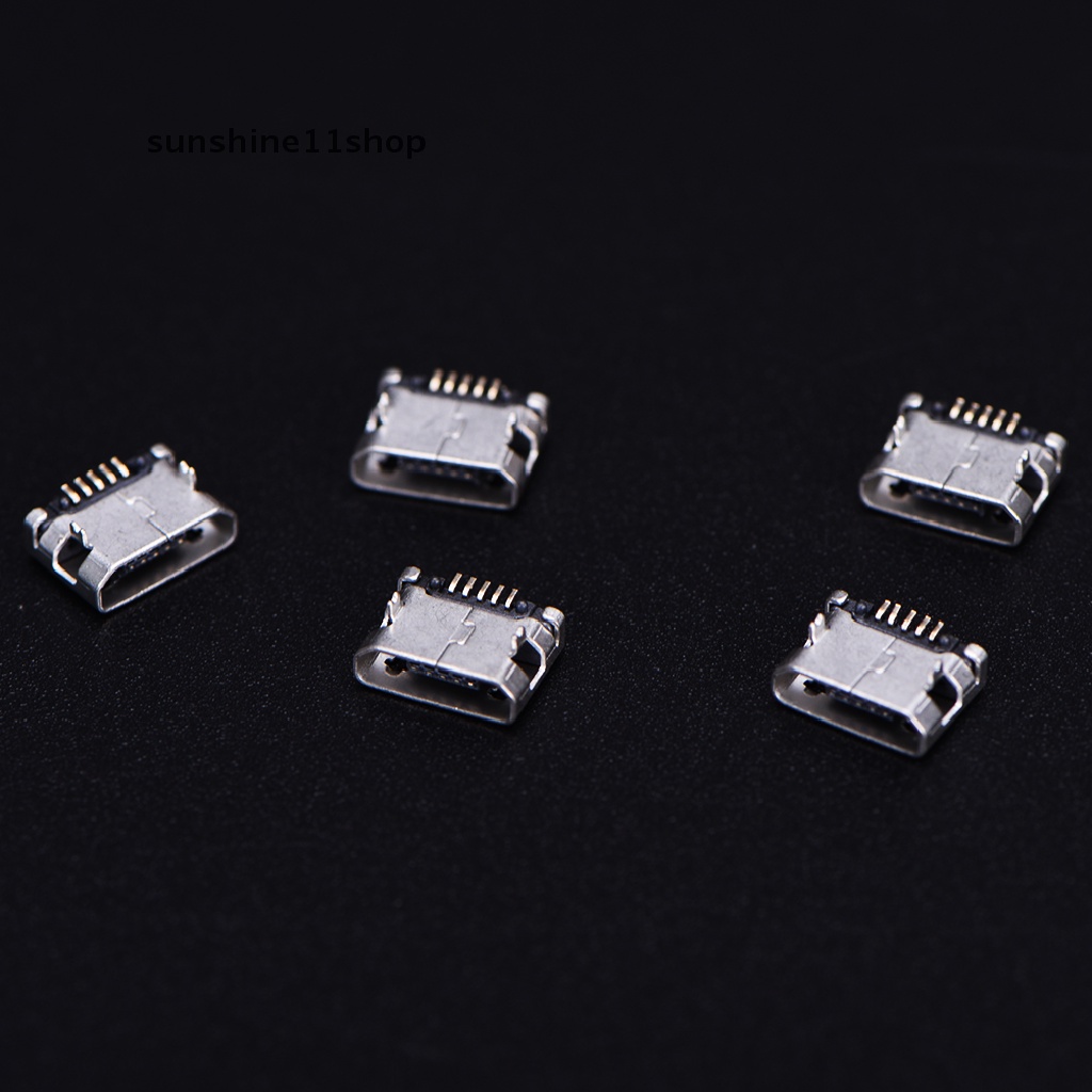 Sho 10pcs Konektor Micro USB 5 pin Tipe B Female Untuk Soket Charging 5 pin