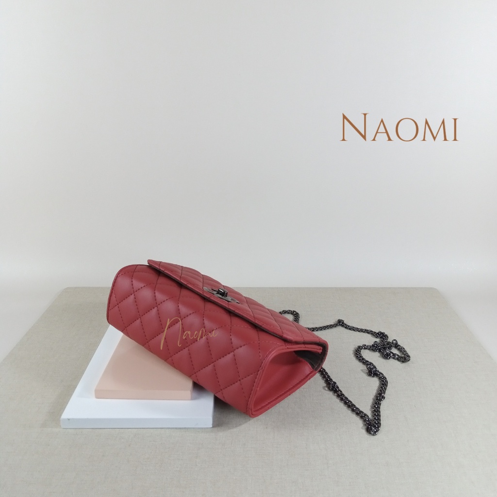 NAOMI - Fionna Sling Bag Kulit Sintetis Import - Tas Pesta Tali Rantai - Tas Wanita - Fashion Tas Kondangan  - Tas Wisuda OOTD - Tas Slempang Rantai Premium Branded