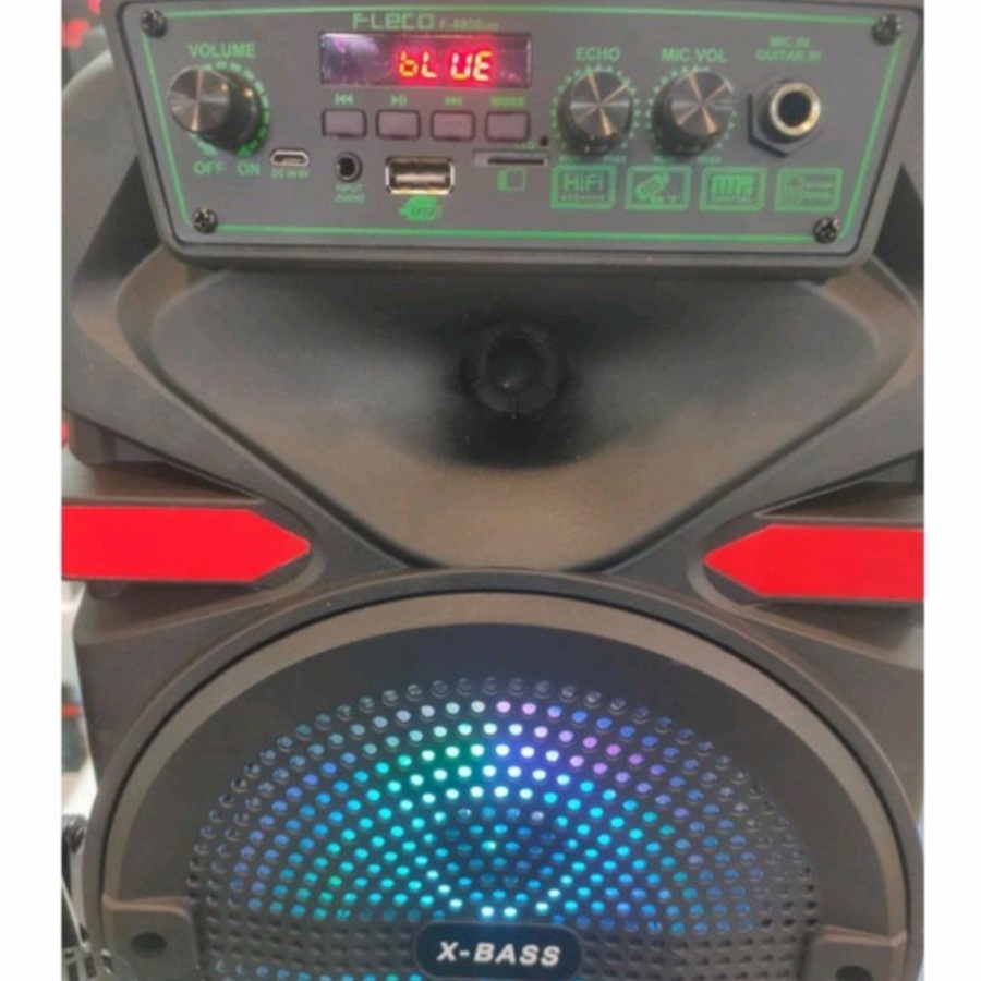 COD SPEAKER BLUETOOTH FLECO F-8808/F-8805/F-8806/F-8807 8.5 INCH X-BASS BONUS STAND PLUS MIC KARAOKE //SPEAKER FLECO X-BASS//SPEAKER SALON AKTIF//SPEAKER KARAOKE