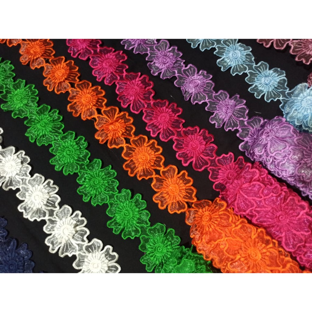 Renda Bordir Roll Bunga Cataleya