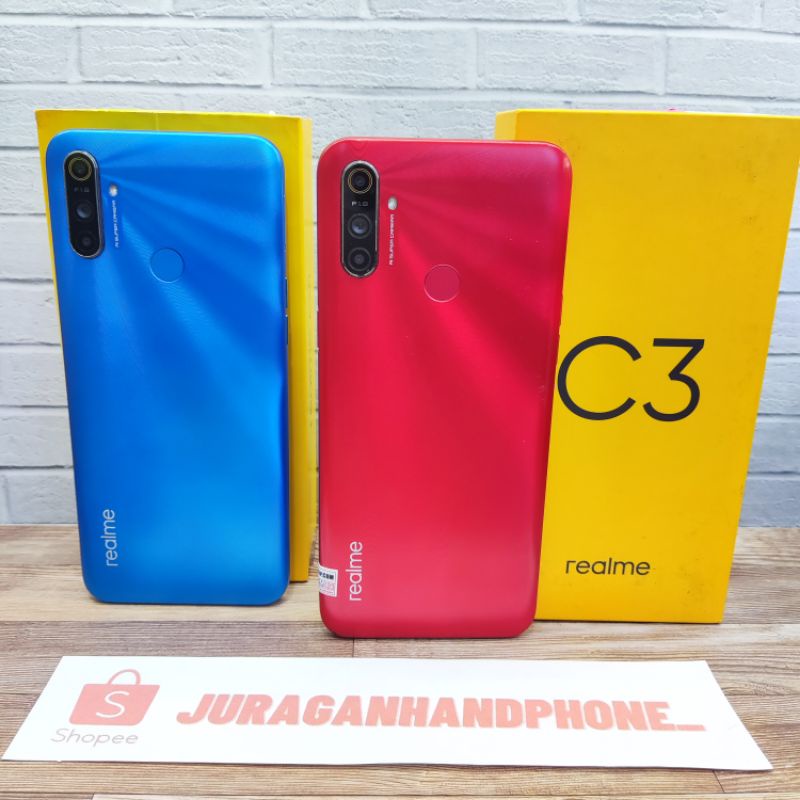 Realme C3 3/32GB HP Second Seken Bekas Fullset Batangan