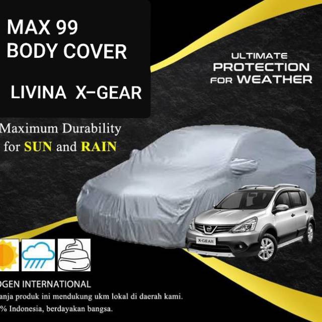 SELIMUT MOBIL LIVINA X GEAR 2 BARIS SARUNG MOBIL COATED BAHAN ANTI AIR BODY COVER MOBIL SILVER SBV