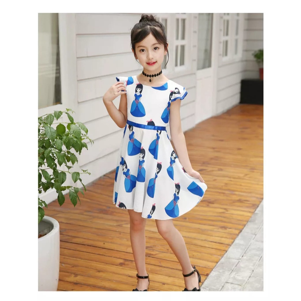 QFS - DRESS KIDS LITTLE GIRL / MERAH / BIRU / MOTIF ANAK / TERBARU / TERPOPULER / BEST