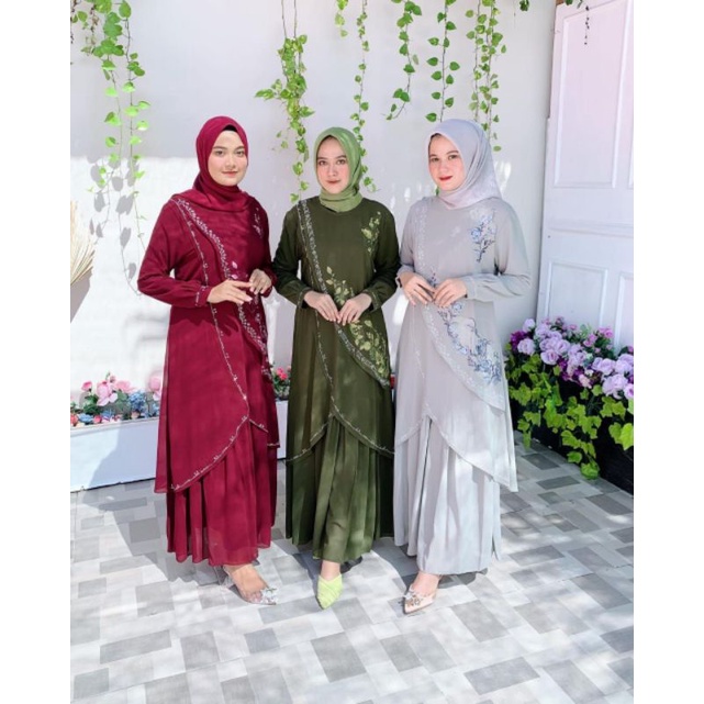 Gamis Malaysia Bordir Miring