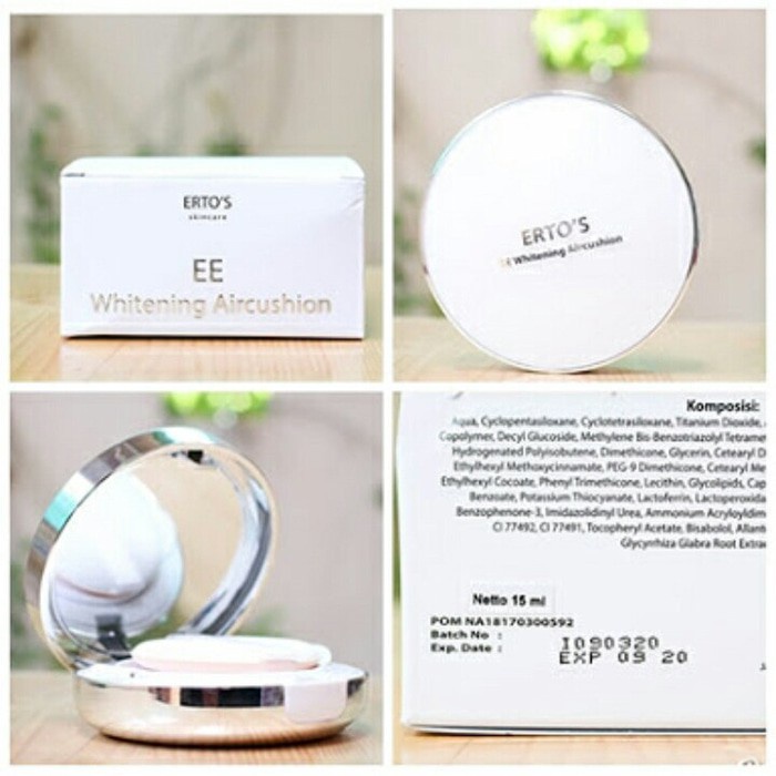 [ORI] Bedak EE Whitening Aircushion Foundation Wajah dengan Tekstur Lembut Menutupi Flek Noda Hitam di Wajah - Gratis Spons Bedak dalam Kemasan