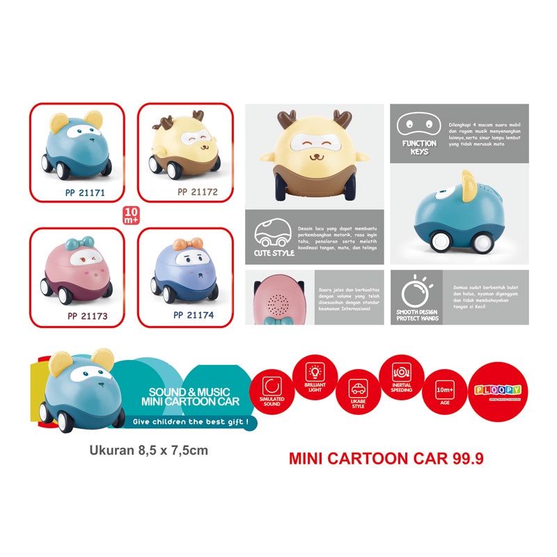 PLOOPY MINI CARTOON CAR 10M+ / PP21173 (MAINAN BABY)