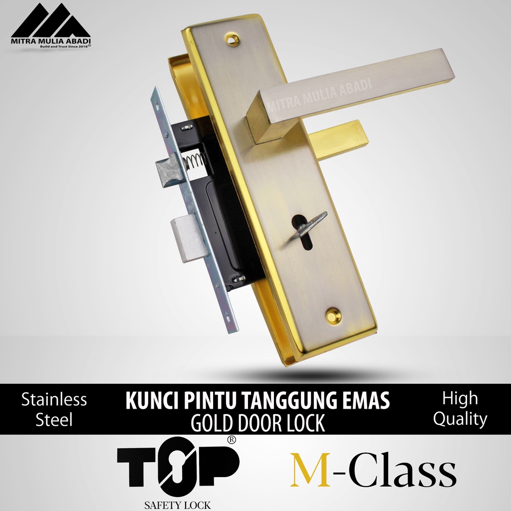 Kunci gagang Pintu Tanggung 20cm Full set Gold M-Class