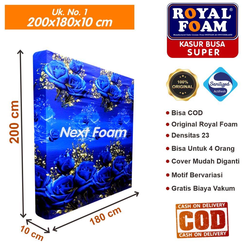 Kasur Busa Royal Foam Ukuran No 1 200x180x10 cm Tebal 10 cm D23 ORIGINAL