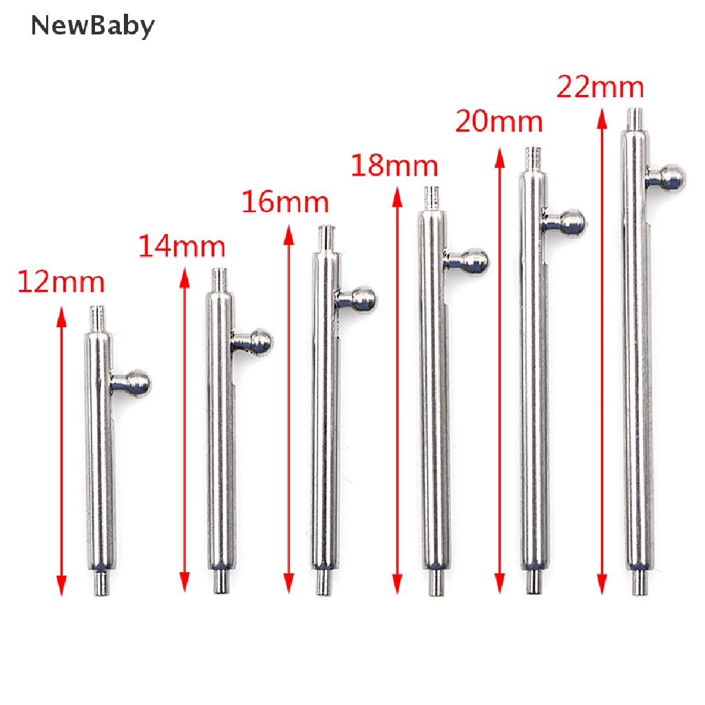 10pcs pin bar strap Jam Tangan Bahan stainless steel Ukuran 12-22mm