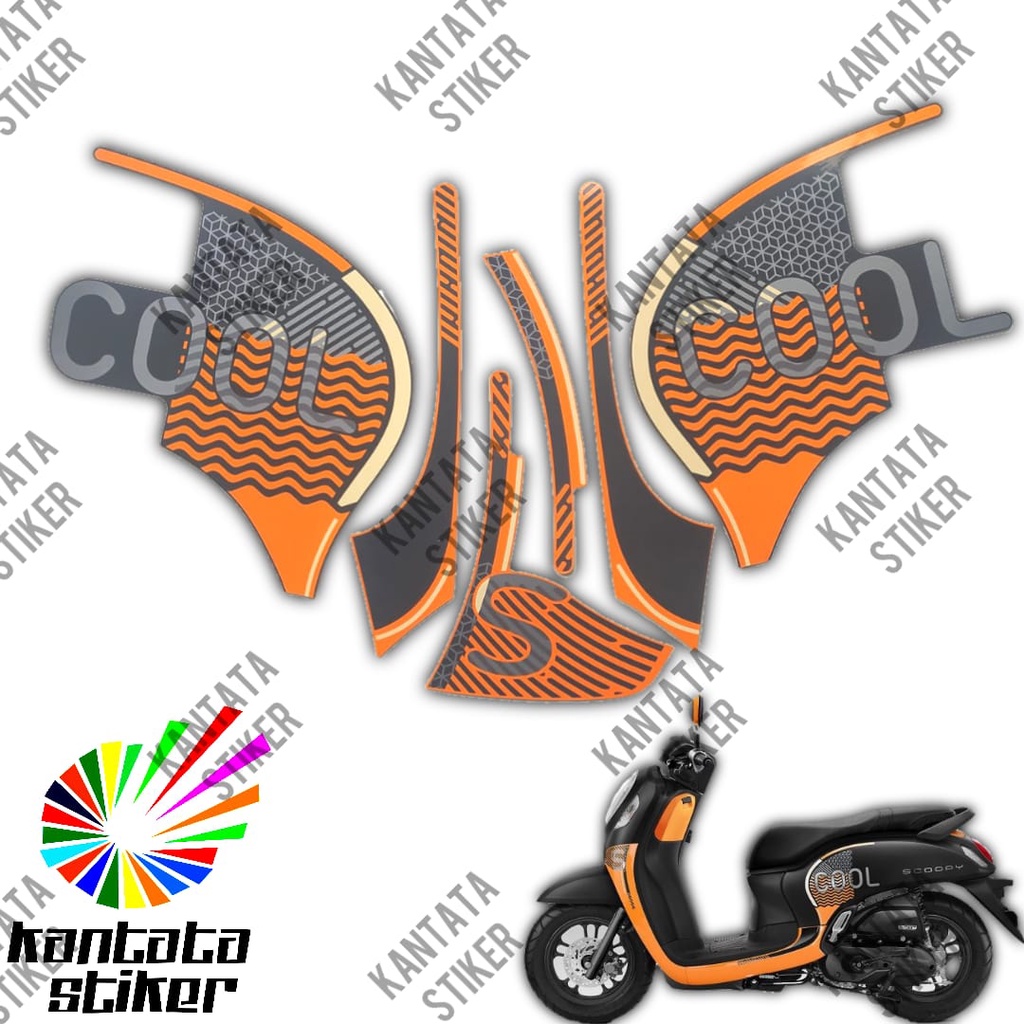 Stiker Striping Motor Scoopy Fashion 2021 hitam orange