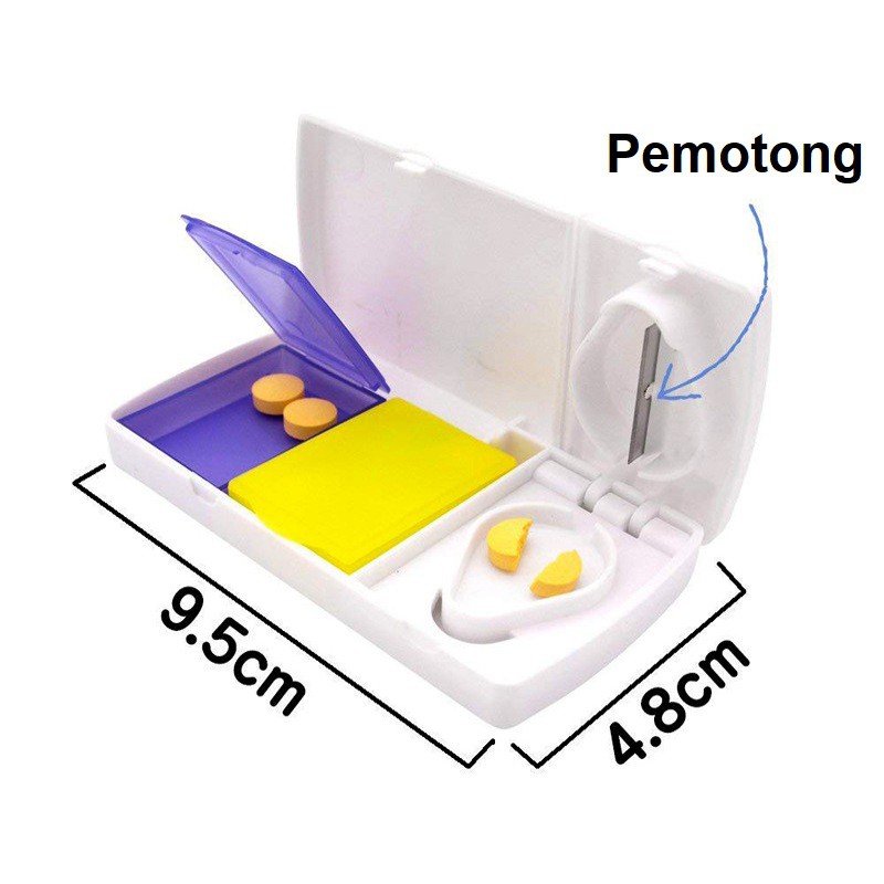 Kotak Obat dengan Pemotong 2 Sekat