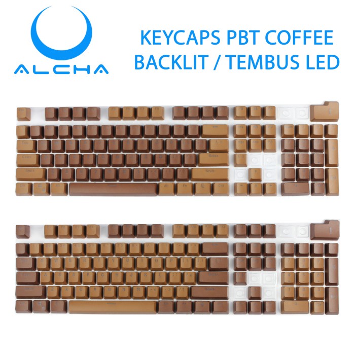 ALCHA KEYCAPS PBT COFFEE DOUBLE SHOT BACKLIT CAPPUCCINO / LATTEE - CAPPUCCINO