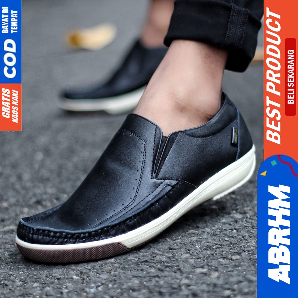 ABRHM SANDRE Sepatu Kasual Slip On Pria Kulit Asli