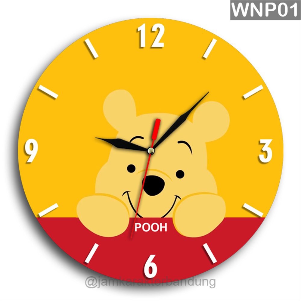  JAM  DINDING  WINNIE THE POOH KARTUN LUCU  IMUT KAYU UNIK 