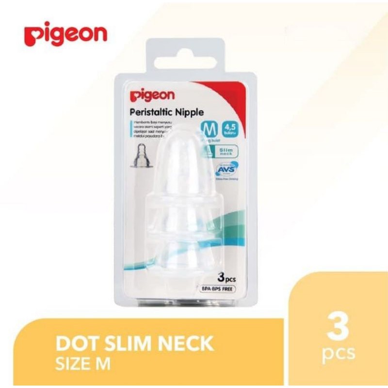 PIGEON Slim Neck Nipple Size M Isi 3 Pcs