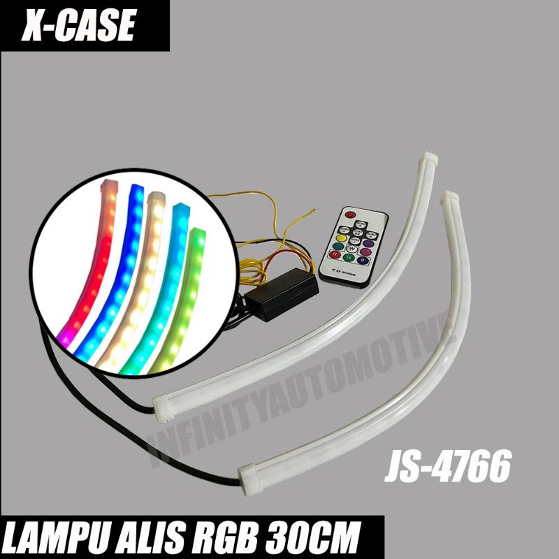 LAMPU ALIS RUNNING RGB 30CM REMOTE X-CASE JS 4766 UNIVERSAL MOBIL DAN MOTOR