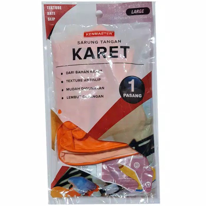 Kenmaster Sarung Tangan Karet GLOVE LATEX - Sarung Tangan Proyek ORANGE Serbaguna