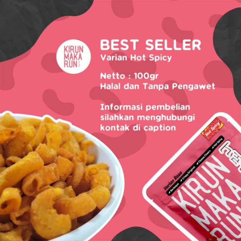 

Makaroni Kirun Makarun Rasa Pedas, Original, Barbeque, Balado Jeruk dan Keju