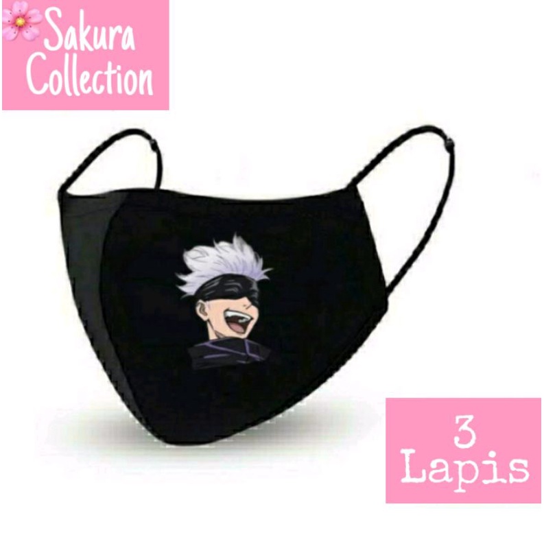 Masker Kain 3 Lapis / Scuba / Hijab - Jujutsu Kaisen