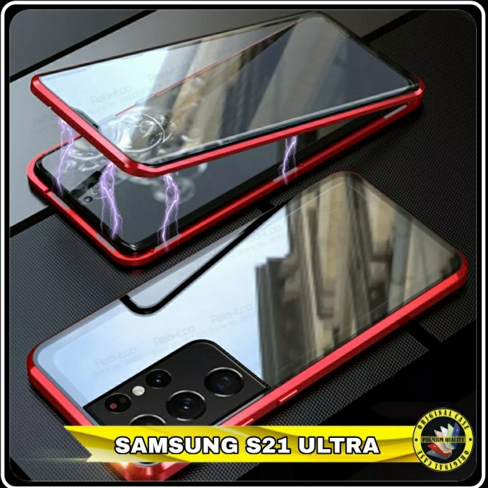 Casing Samsung Galaxy S21 S 21 Ultra Magnetic Hardcase Double Glass