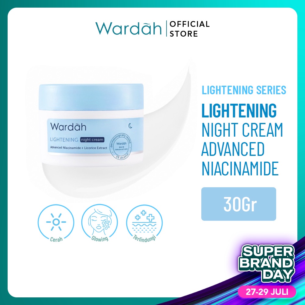 Wardah Lightening Night Cream Advanced Niacinamide - Krim Malam  - BISA COD