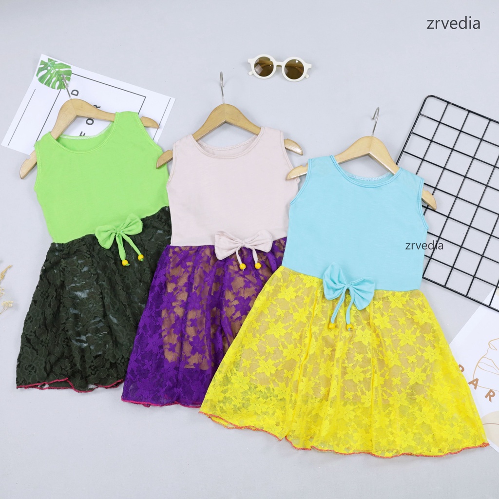 Dress Zevana Uk 3-4 Tahun / Baju Kids Import Gaun Pesta Balita Dres Brukat Kensi Anak Perempuan