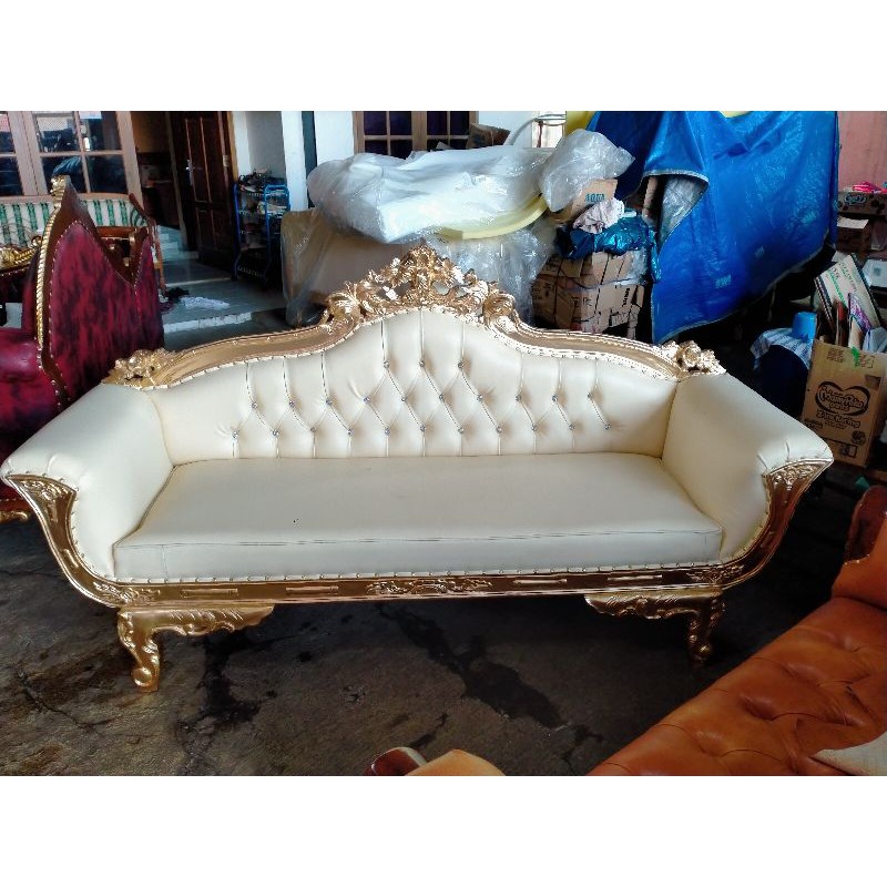 kursi pelaminan kayu jati kain oscar