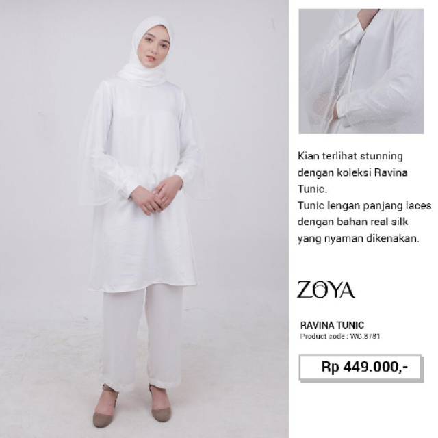 Ravina Tunik Putih Zoya Ready Stokku Size M