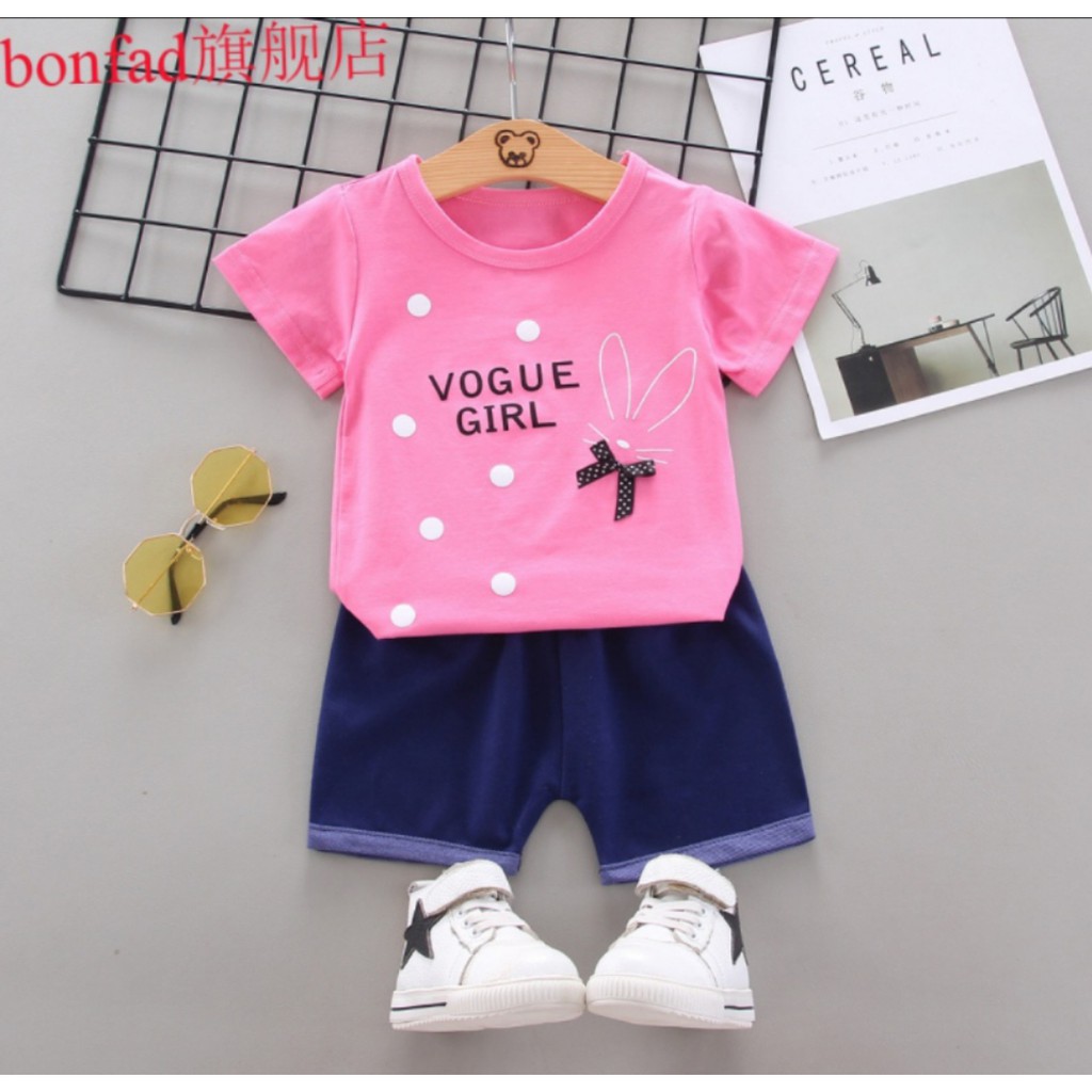 Setelan Baju Anak Perempuan Balita Import | Set Kaos Anak Cewek / Kualitas Premium Vague Girl MB